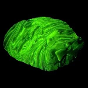 Lime Black Swirl Art Glass Cullet Glowing Manganese Slag Glass #6GL34